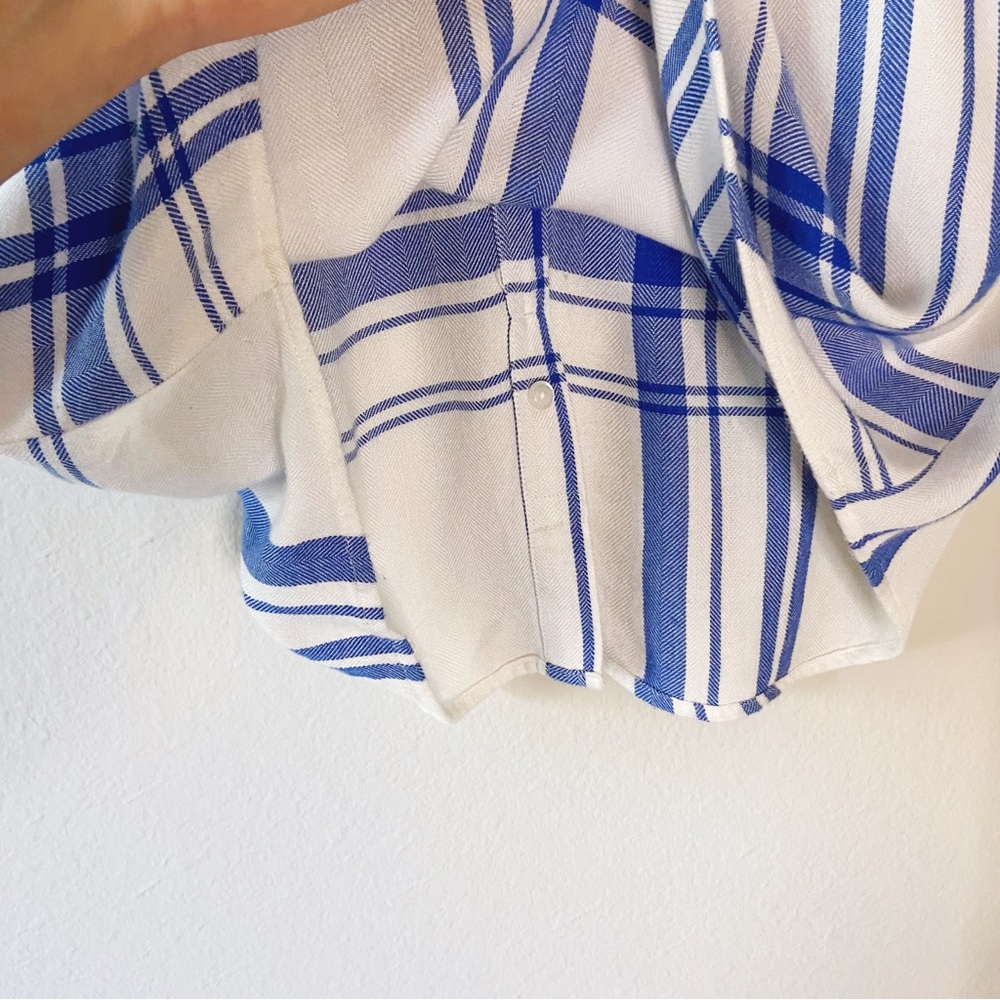 Rails White and Blue Short Sleeve Women's flannel plaid Top, Small, SOFT - Picture 12 of 15